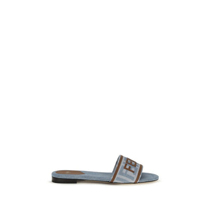 Fendi Blue Polyamide Flat Sandals