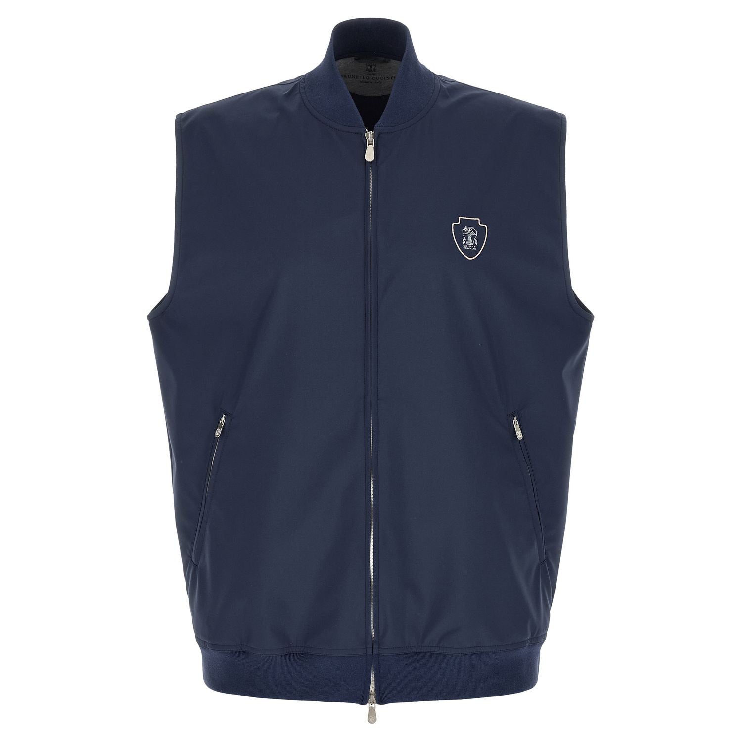 Brunello Cucinelli Blue Polyester Sleeveless Jacket