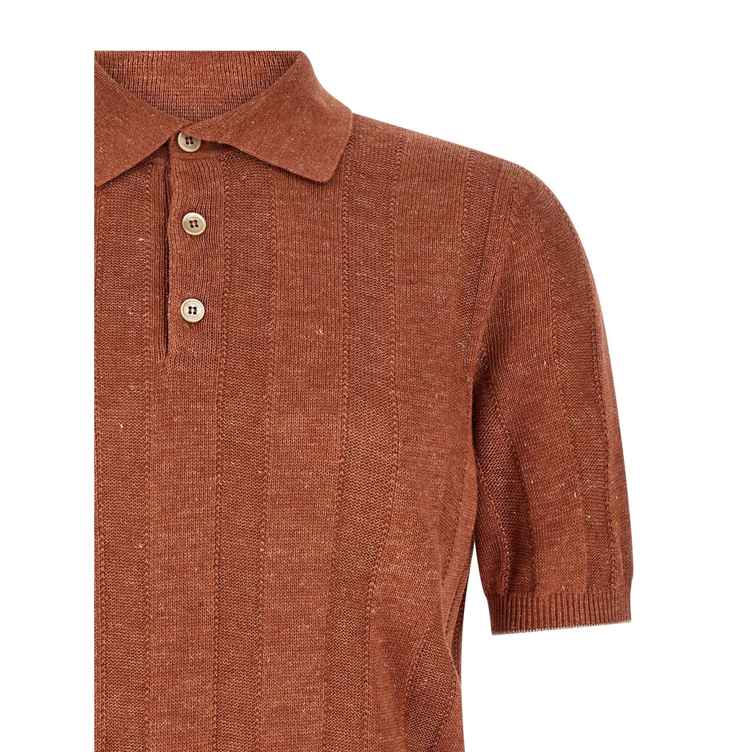 Brunello Cucinelli Orange Linen Polo Shirt