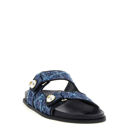 Jimmy Choo Blue Tencel Slides