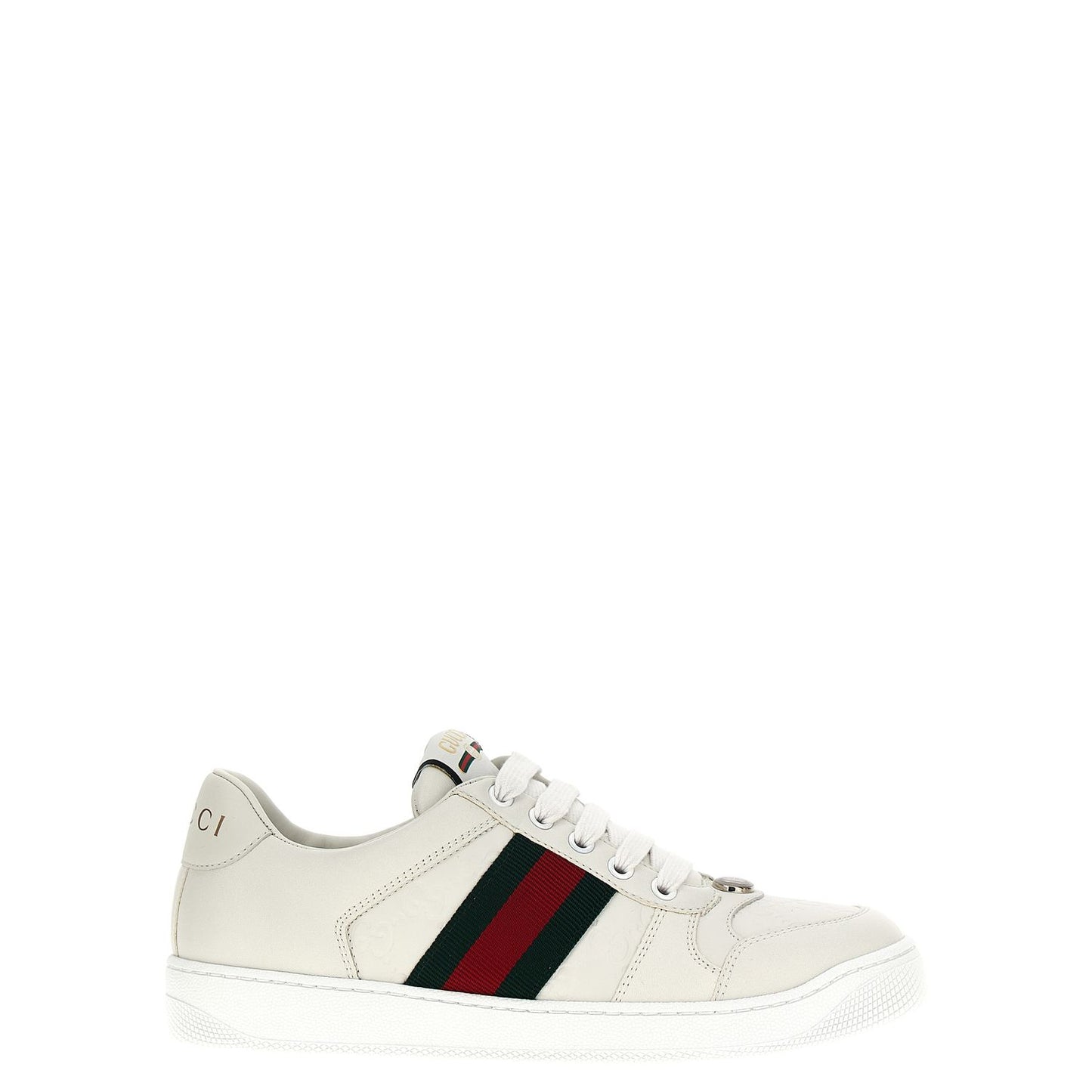 Gucci White Lamb Leather Low Top Sneakers