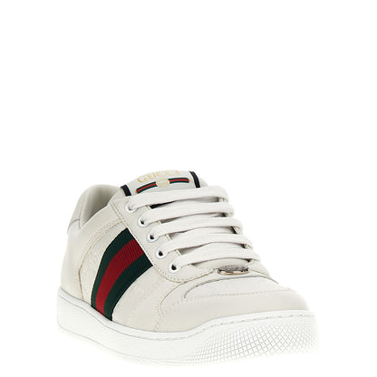 Gucci White Lamb Leather Low Top Sneakers
