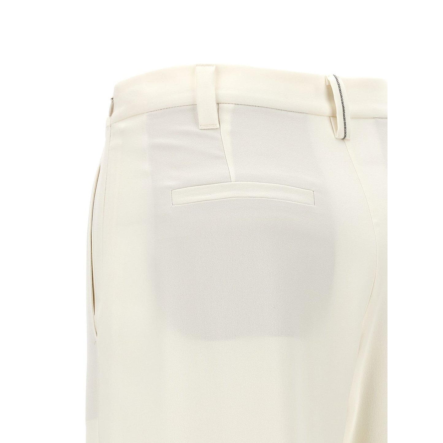 Brunello Cucinelli White Silk Casual Pants