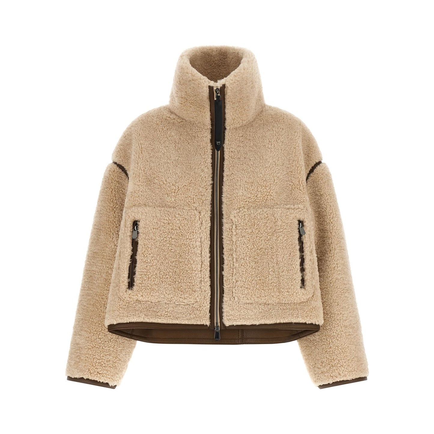 PINKO Beige Polyester Full-Length Jacket