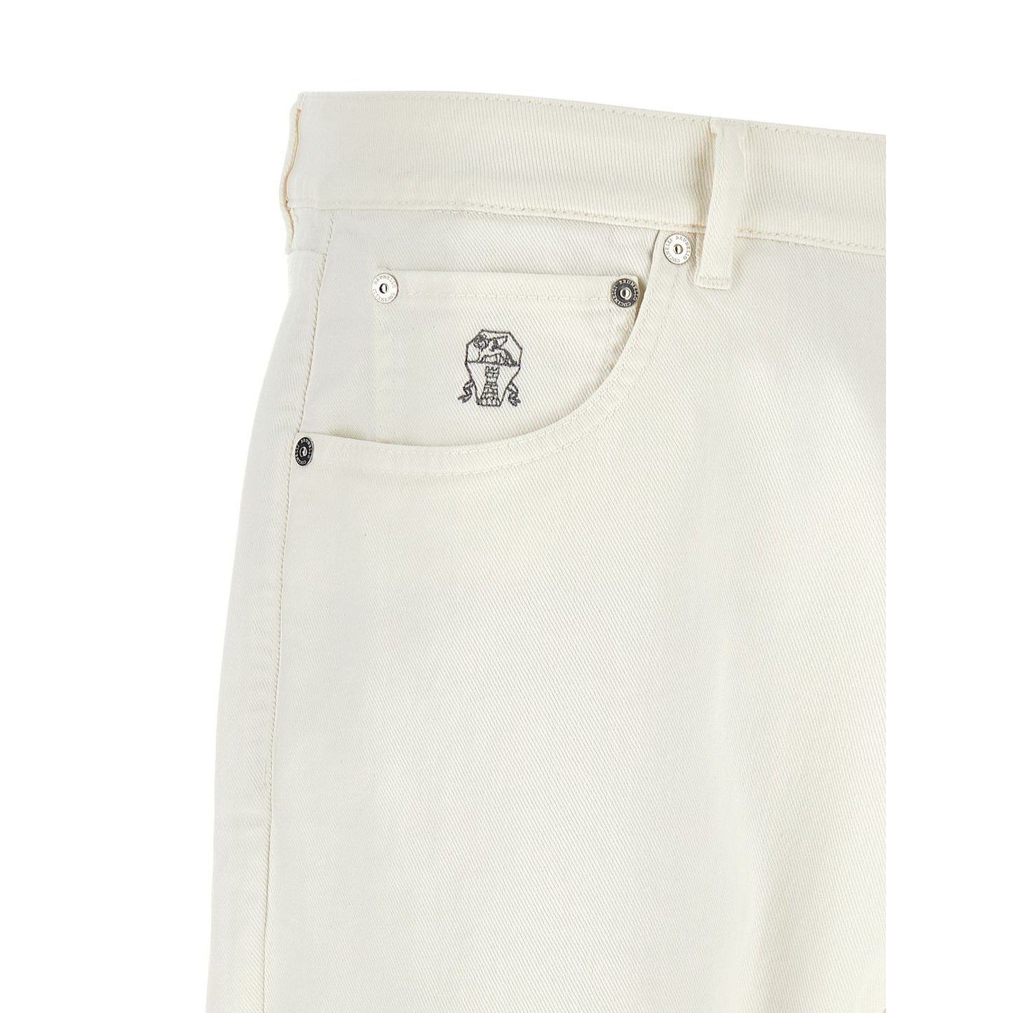Brunello Cucinelli White Cotton Cropped Jeans