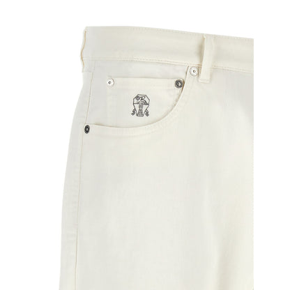 Brunello Cucinelli White Cotton Cropped Jeans