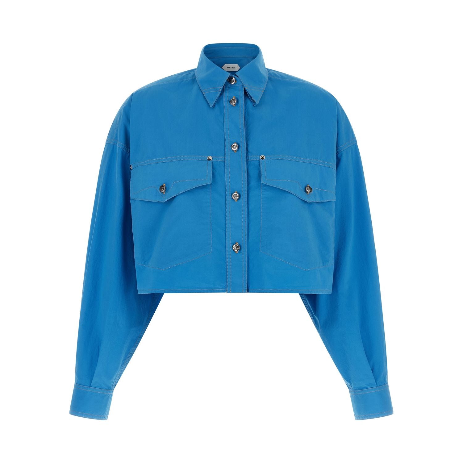 Versace Blue Cotton Blouse