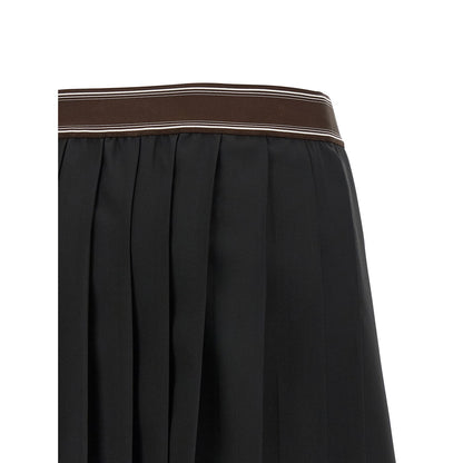 Versace Black Wool Long Skirt
