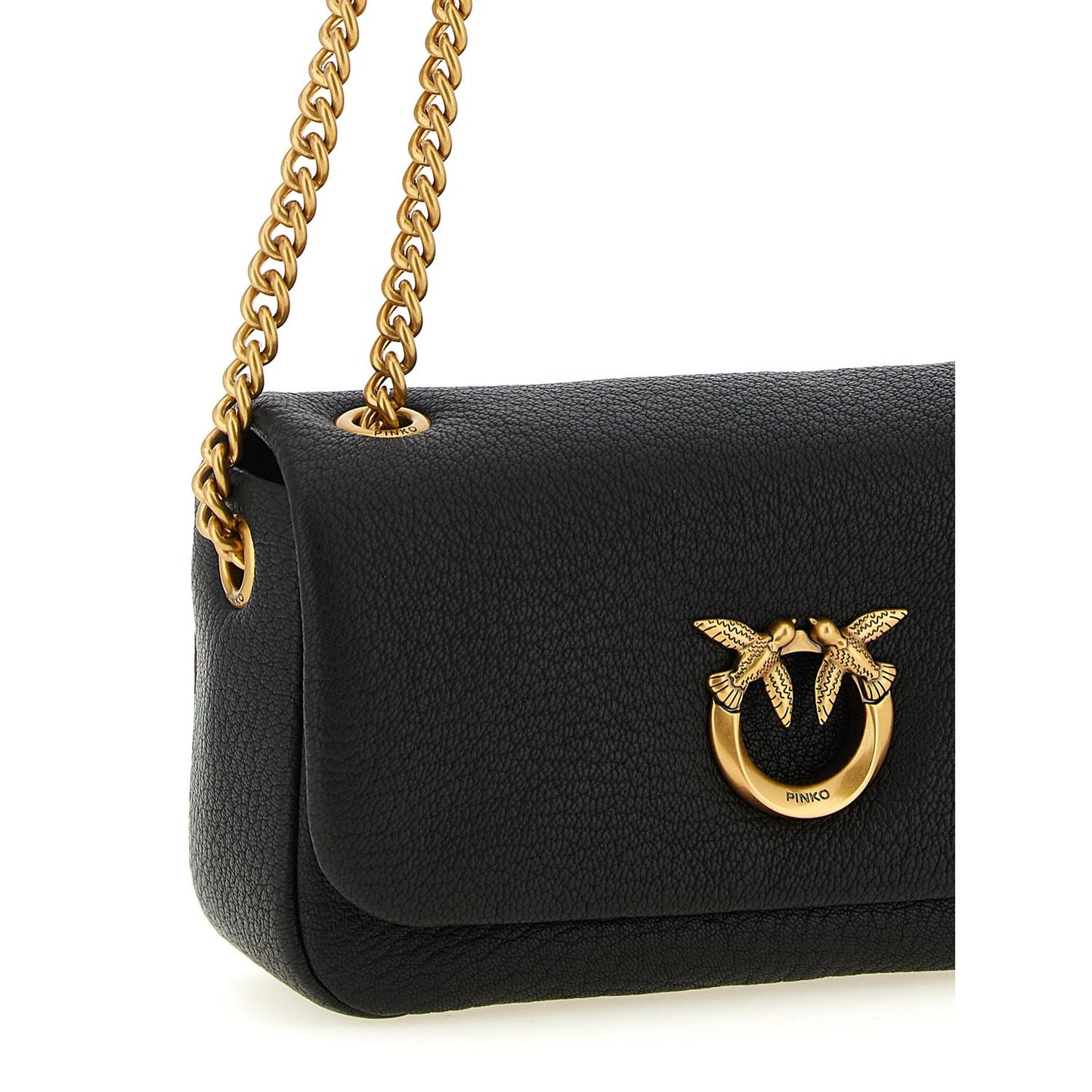 PINKO Black Lamb Leather Shoulder Bag