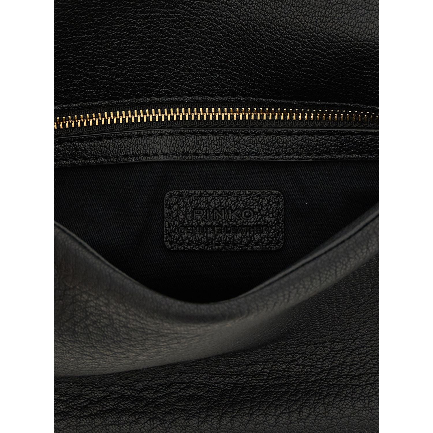 PINKO Black Lamb Leather Shoulder Bag