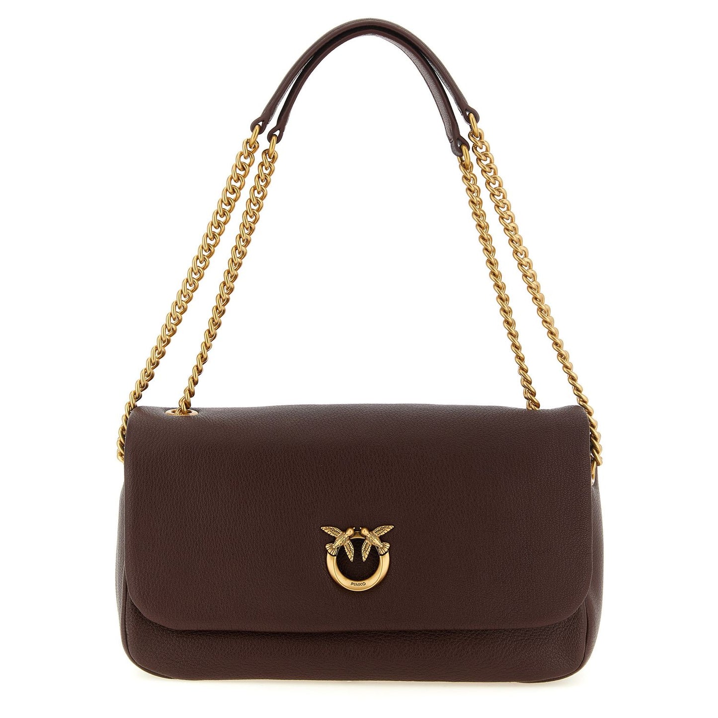 PINKO Brown Lamb Leather Shoulder Bag