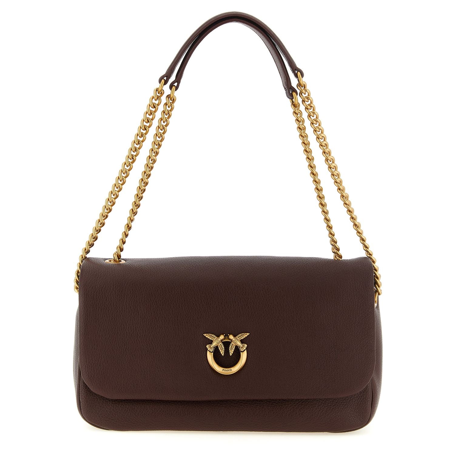 PINKO Brown Lamb Leather Shoulder Bag