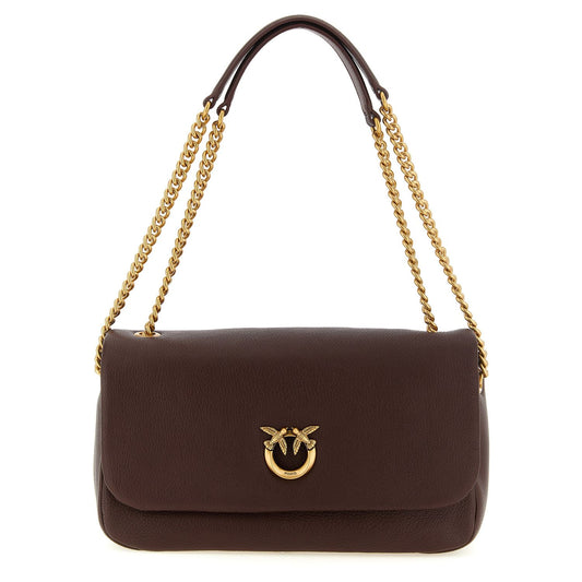 PINKO Brown Lamb Leather Shoulder Bag