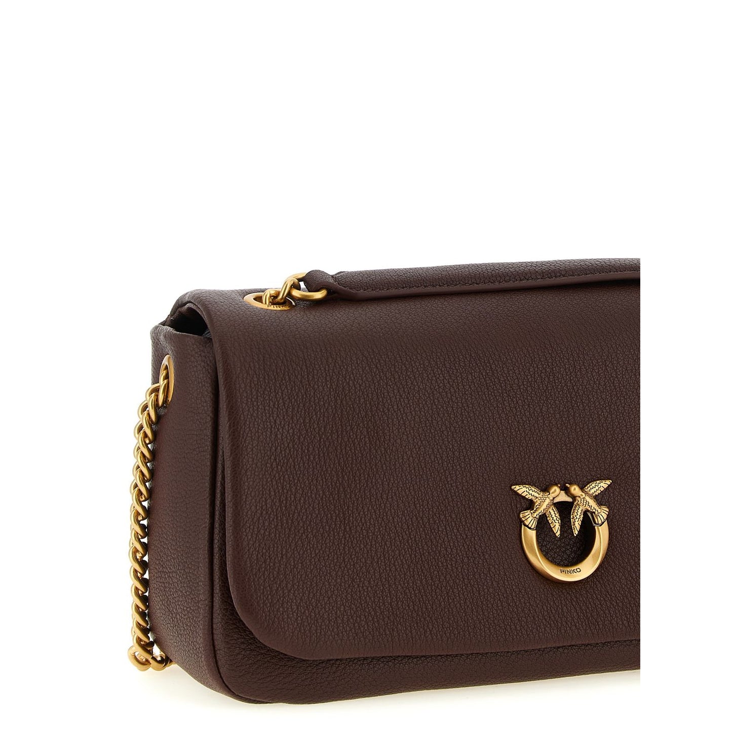 PINKO Brown Lamb Leather Shoulder Bag
