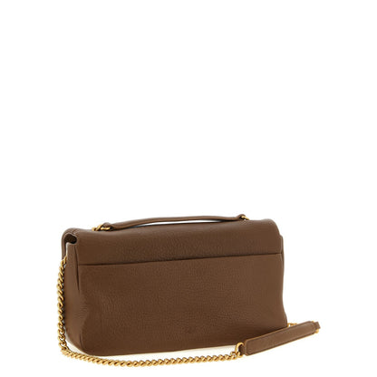 PINKO Brown Lamb Leather Shoulder Bag