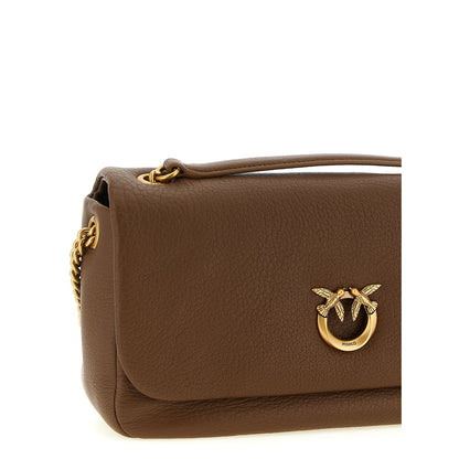 PINKO Brown Lamb Leather Shoulder Bag