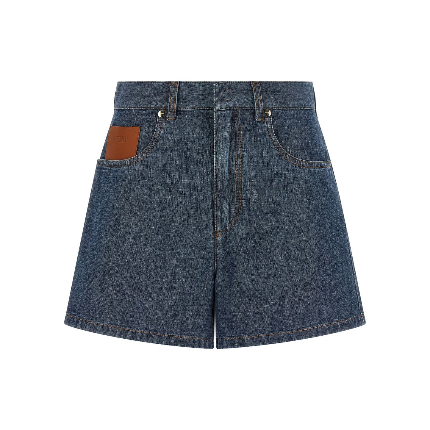 Fendi Blue Cotton Bermuda Shorts