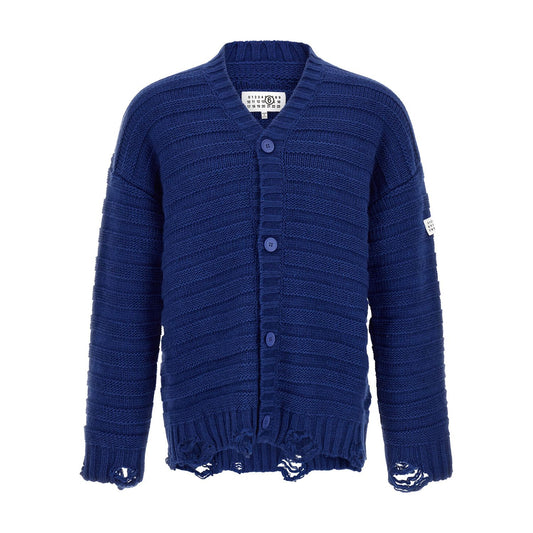 MM6 Maison Margiela Blue Virgin Wool Cardigan