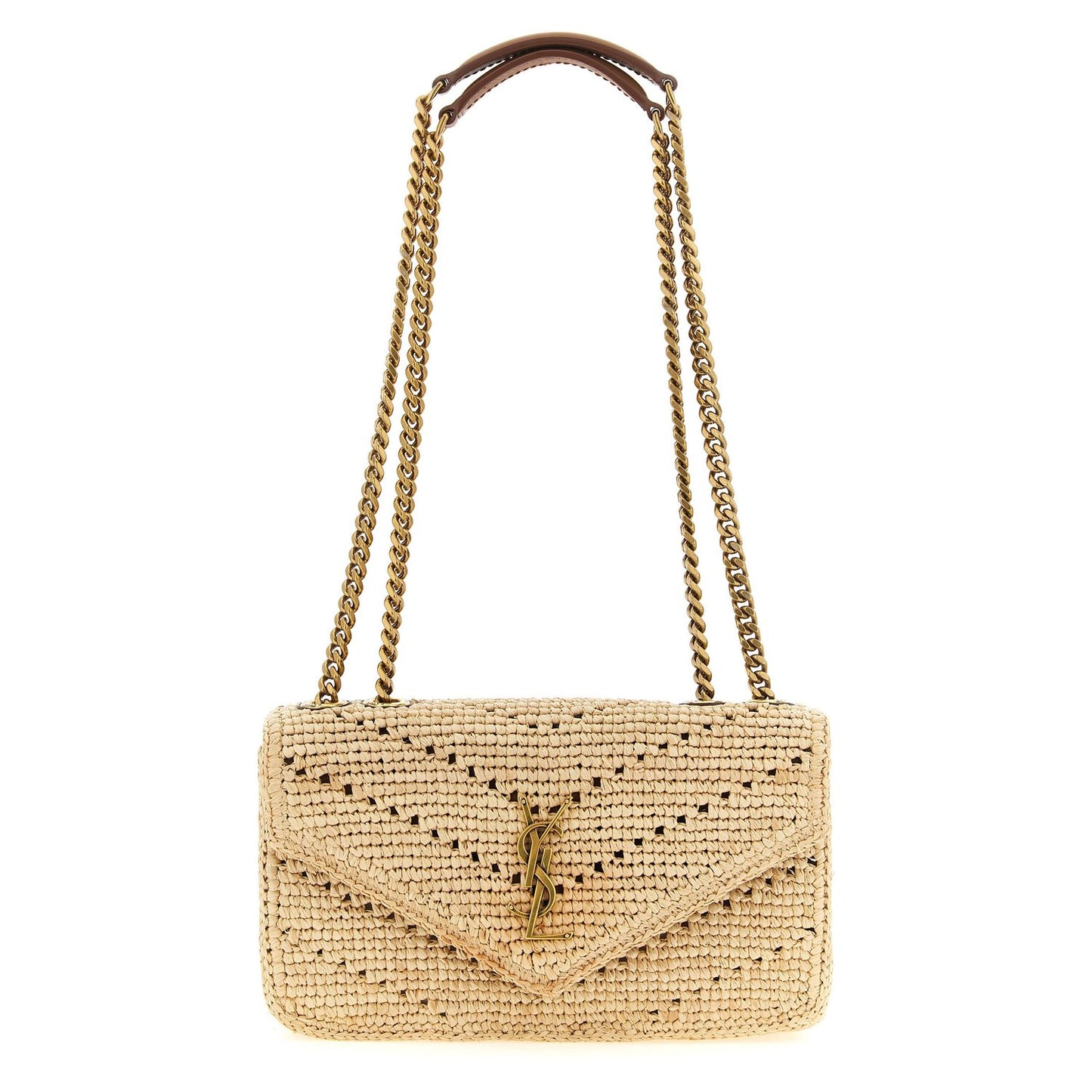 Saint Laurent Beige Raffia Shoulder Bag