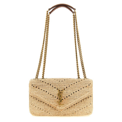 Saint Laurent Beige Raffia Shoulder Bag