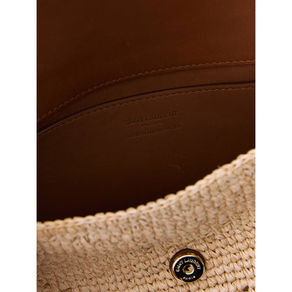 Saint Laurent Beige Raffia Shoulder Bag