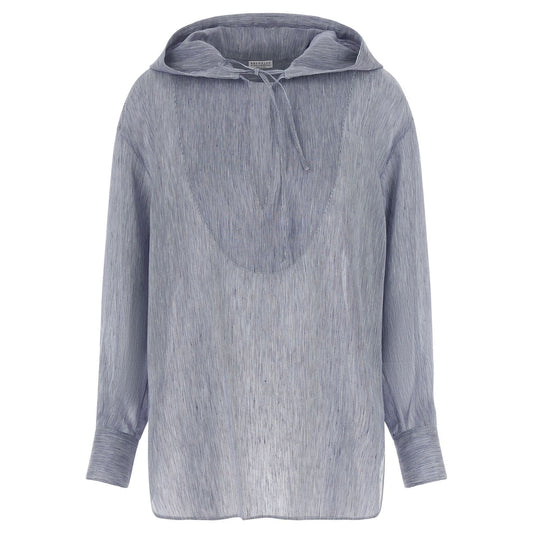 Brunello Cucinelli Blue Linen Blouse