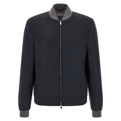 Brunello Cucinelli Blue Cashmere Bomber