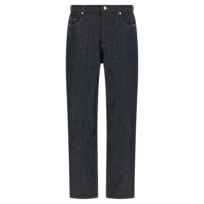 A.P.C. Blue Cotton Relaxed Fit Jeans