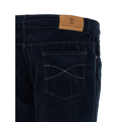Brunello Cucinelli Blue Cotton Casual Pants