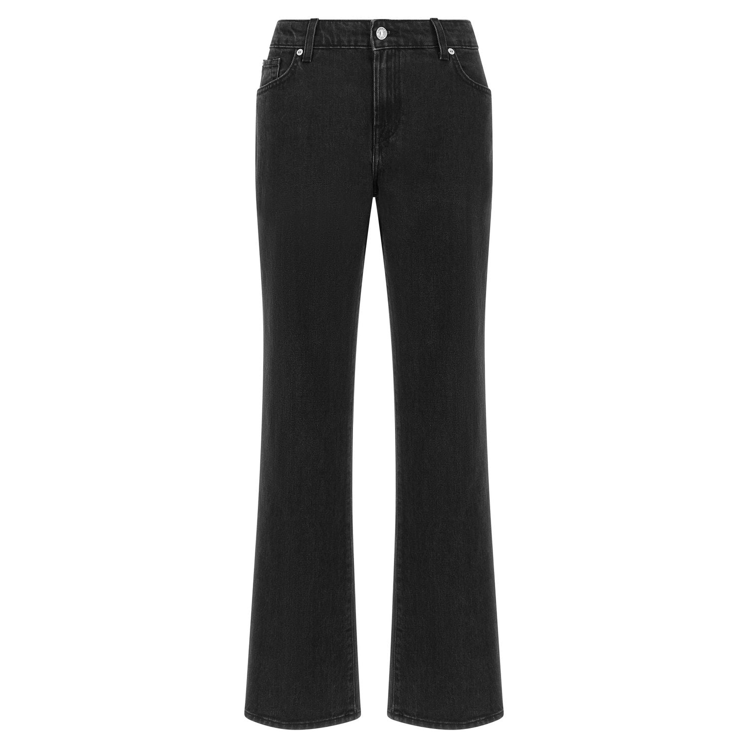 7 For All Mankind Black Cotton Flared Jeans