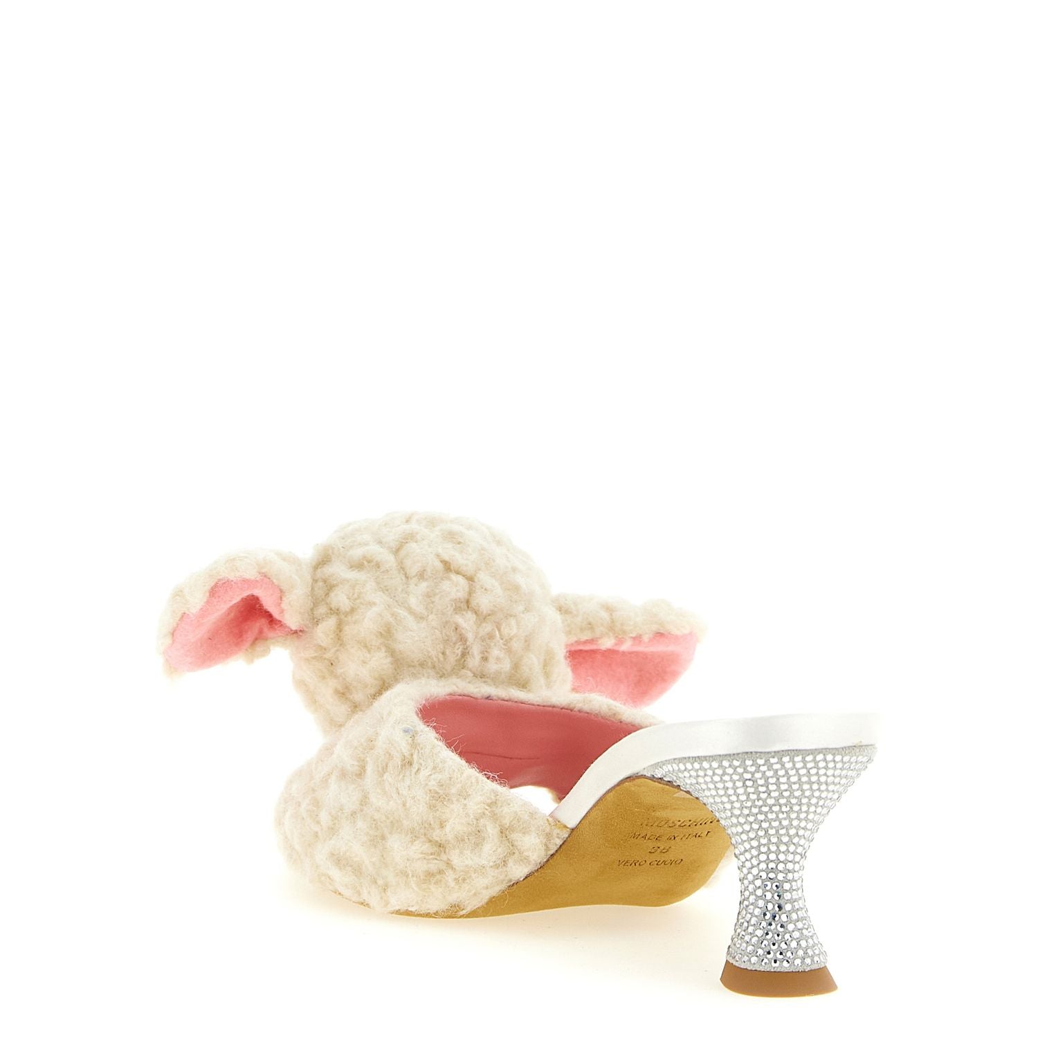 Moschino White Virgin Wool Mules