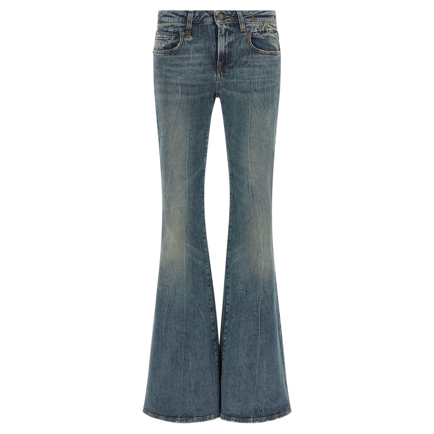 R13 Blue Cotton Flared Jeans