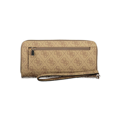 Guess Jeans Beige Polyurethane Women's Wallet with Functional Compartments