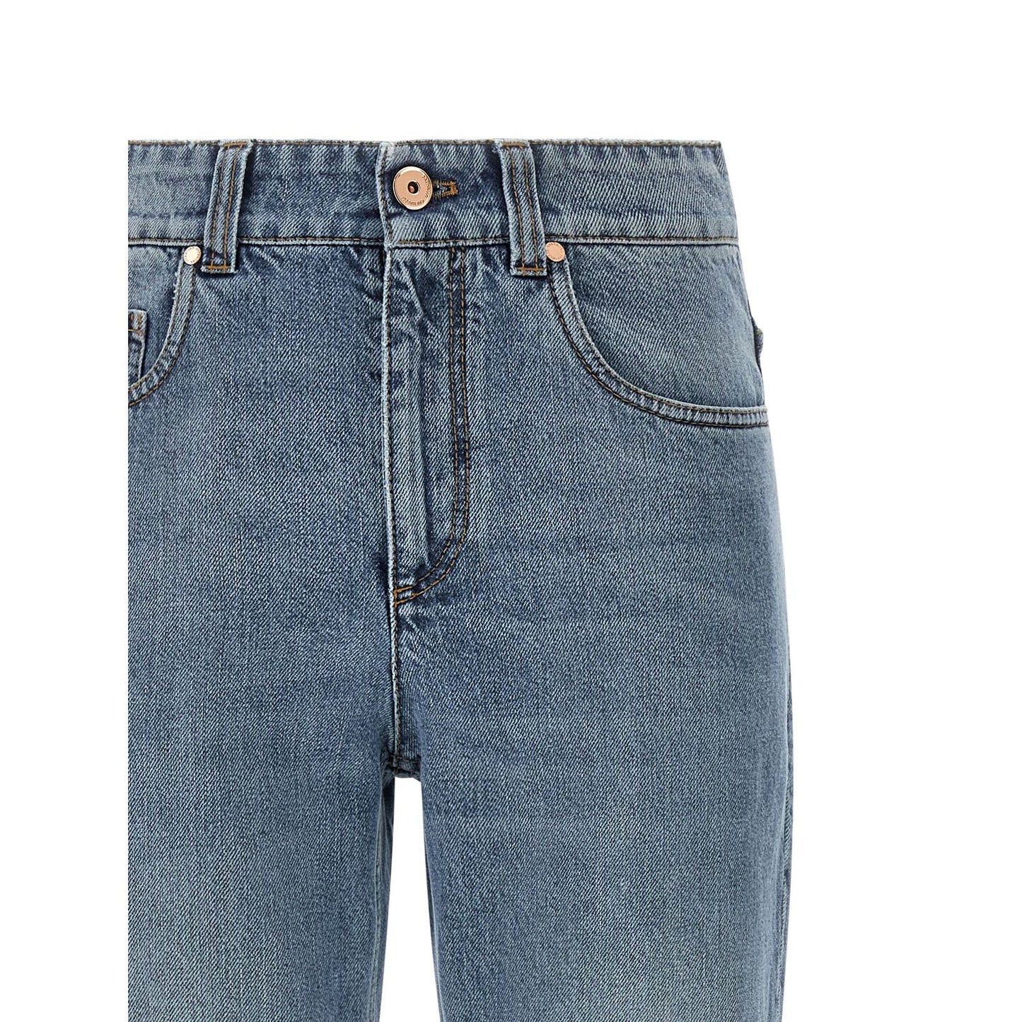 Brunello Cucinelli Blue Cotton Cropped Jeans