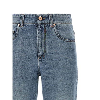 Brunello Cucinelli Blue Cotton Cropped Jeans