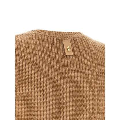 Alberta Ferretti Brown Cashmere Midi Dress