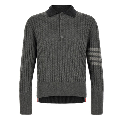 Thom Browne Gray Virgin Wool Polo Shirt