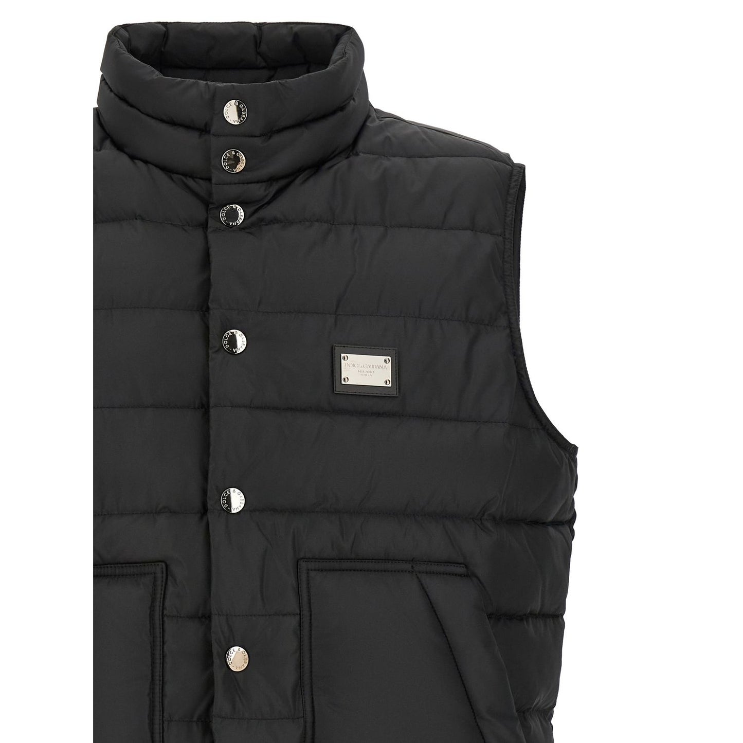 Dolce & Gabbana Black Polyester Sleeveless Jacket
