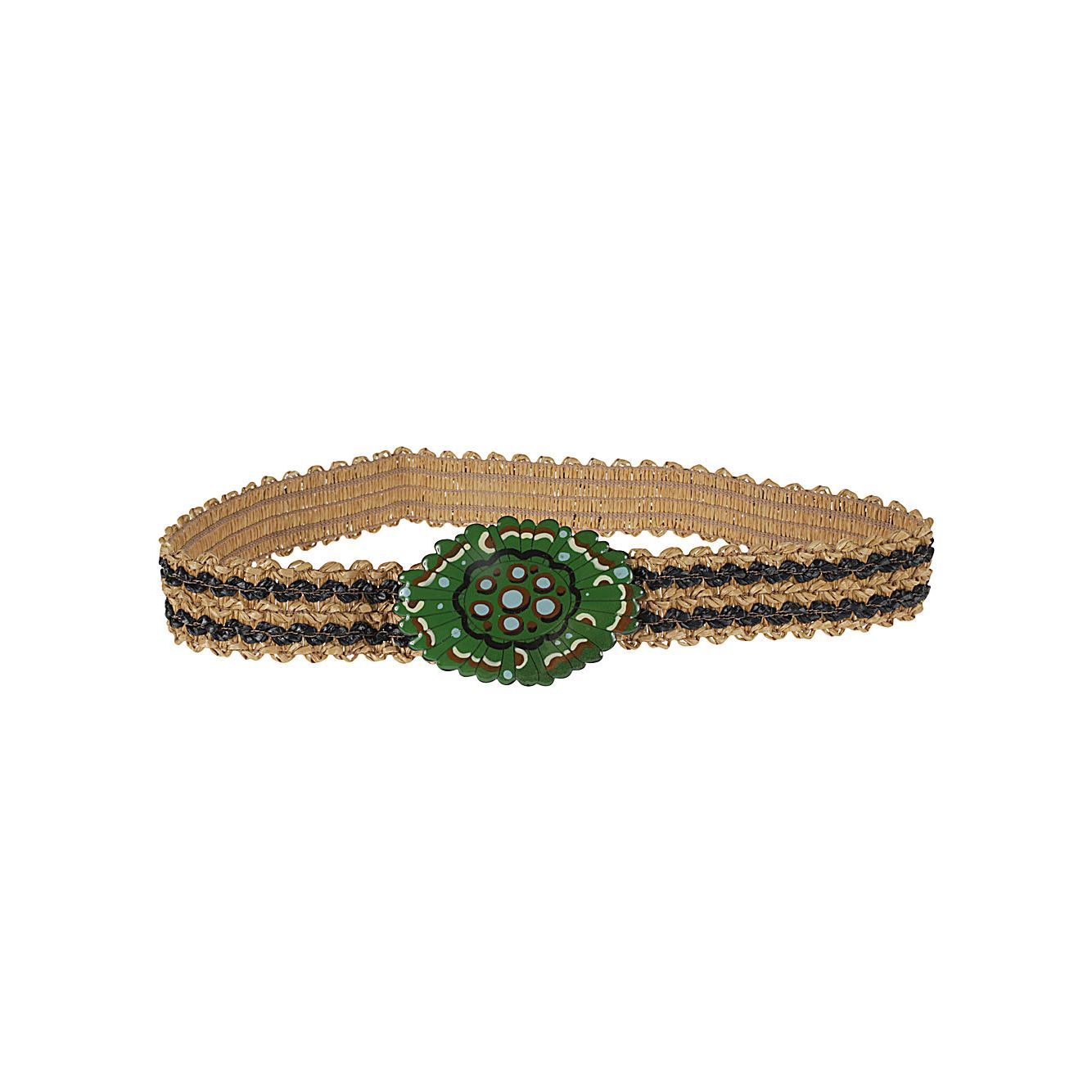 Exquisite J Striped raffia belt