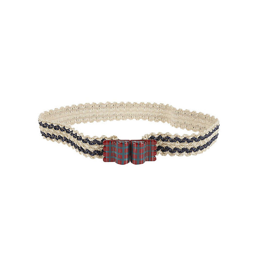 Exquisite J Striped raffia belt