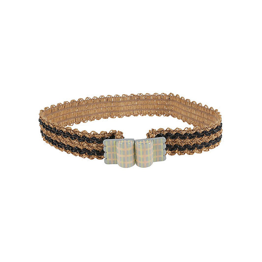 Exquisite J Striped raffia belt