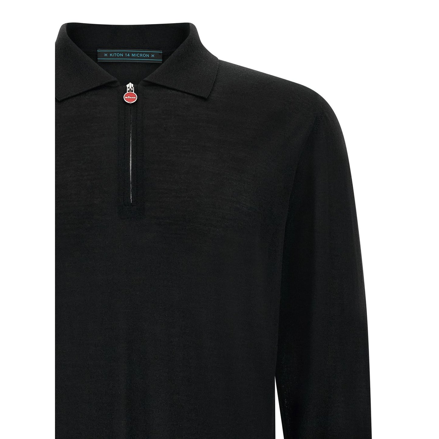 Kiton Black Wool Polo Shirt