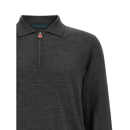 Kiton Gray Wool Polo Shirt