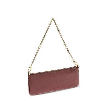 PINKO Bordeaux Calf Leather Bos Taurus Shoulder Bag