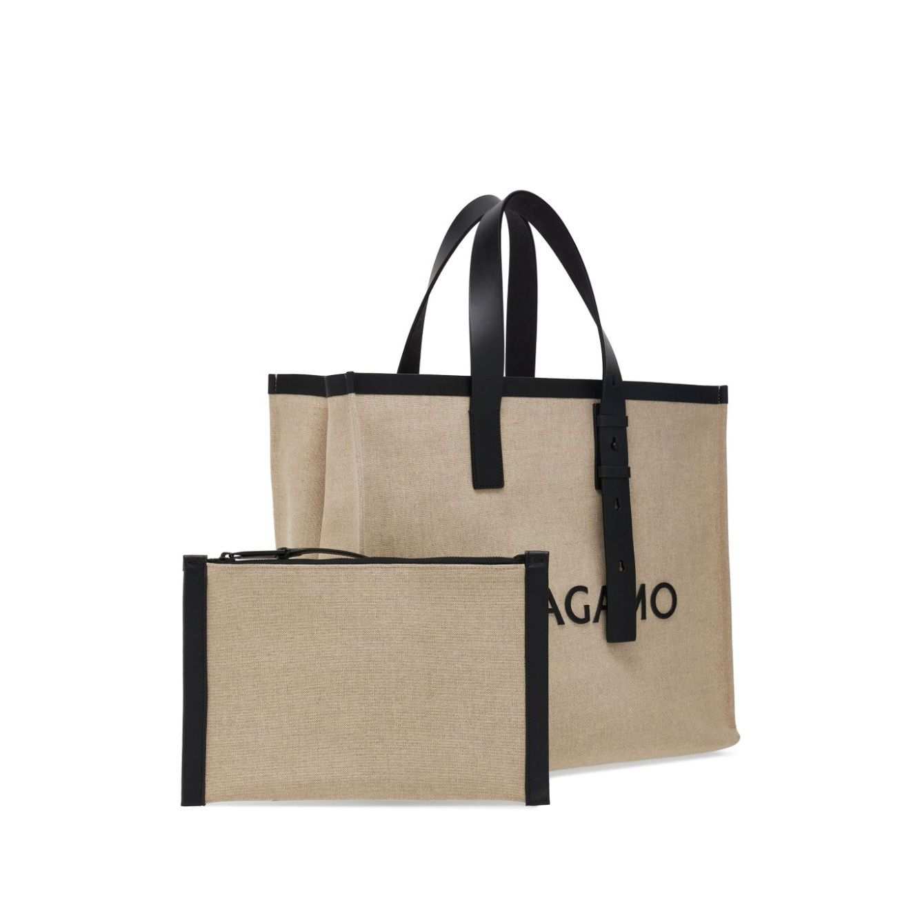 Front view with bag zipped and handles upright.