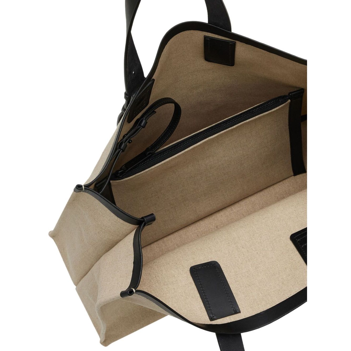Front view with bag zipped and handles upright.