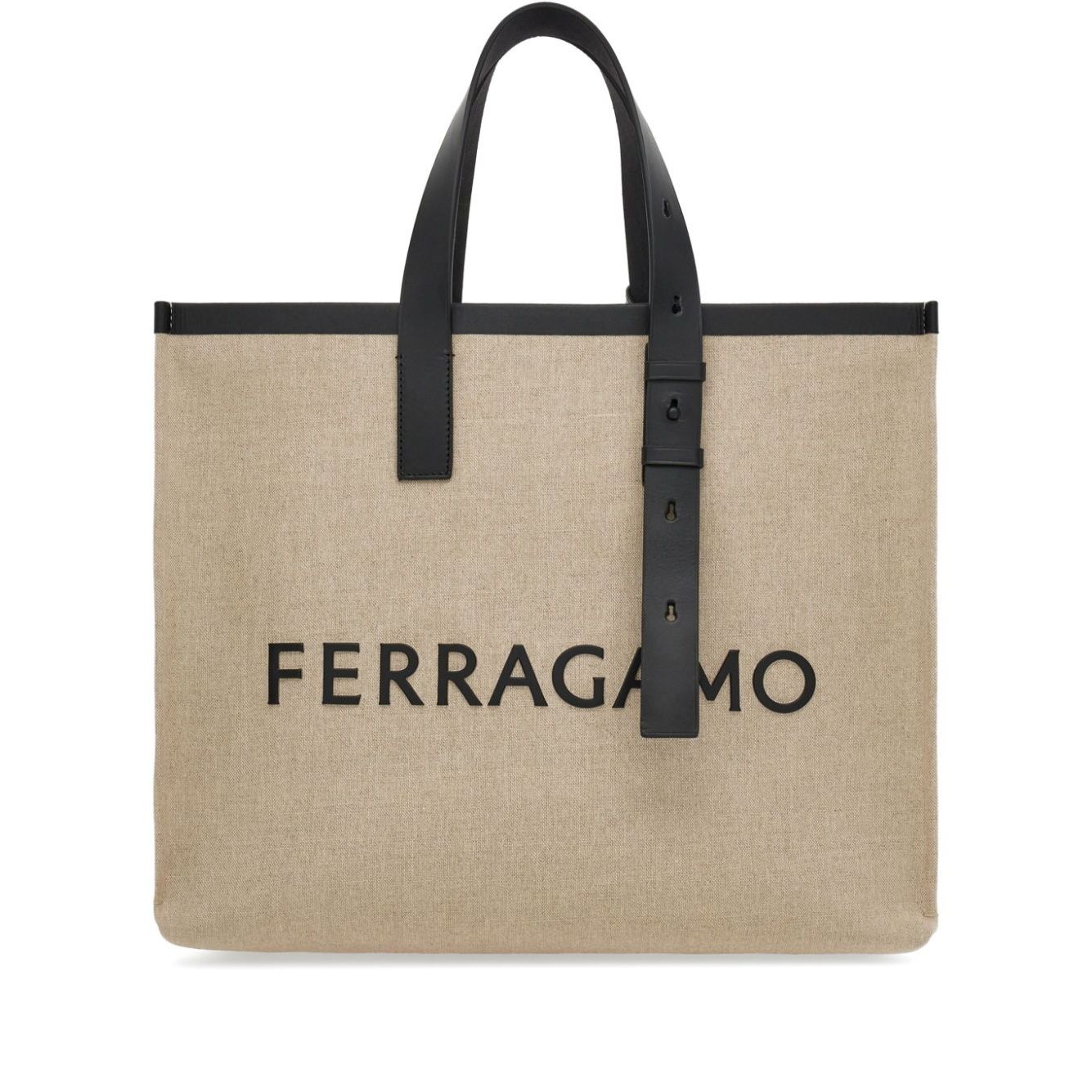 Front view with bag zipped and handles upright.