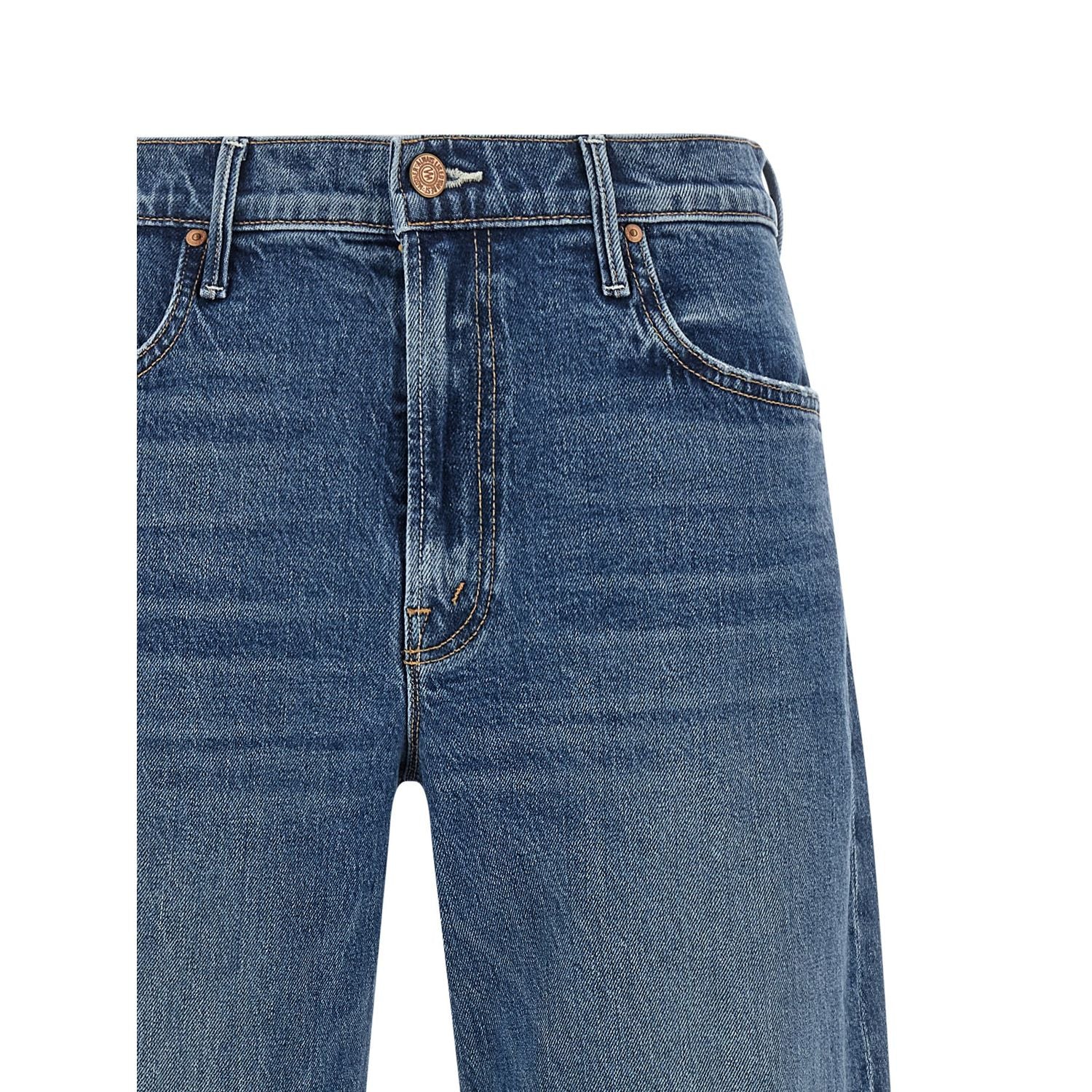 Mother Denim Blue Cotton Cropped Jeans