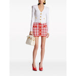 Balmain Gingham fine-knit miniskirt