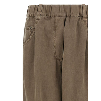 Brunello Cucinelli Brown Cotton Casual Pants